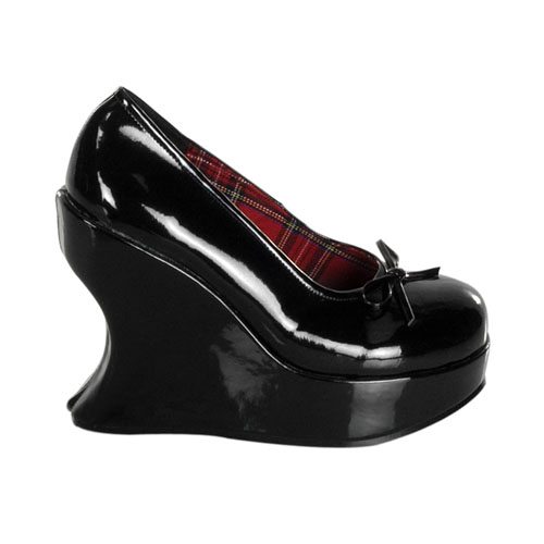 *BRAVO-02, 5" P/F Wedge Bow-tie Blk Pat Shoe