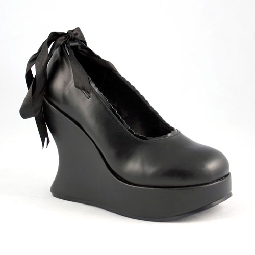 *BRAVO-07, 5" P/F Wedge Ankle Lace Blk PuShoe