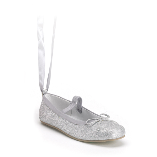 *BALLERINA-01G, Silver Glitter Children's Ballerina Flat