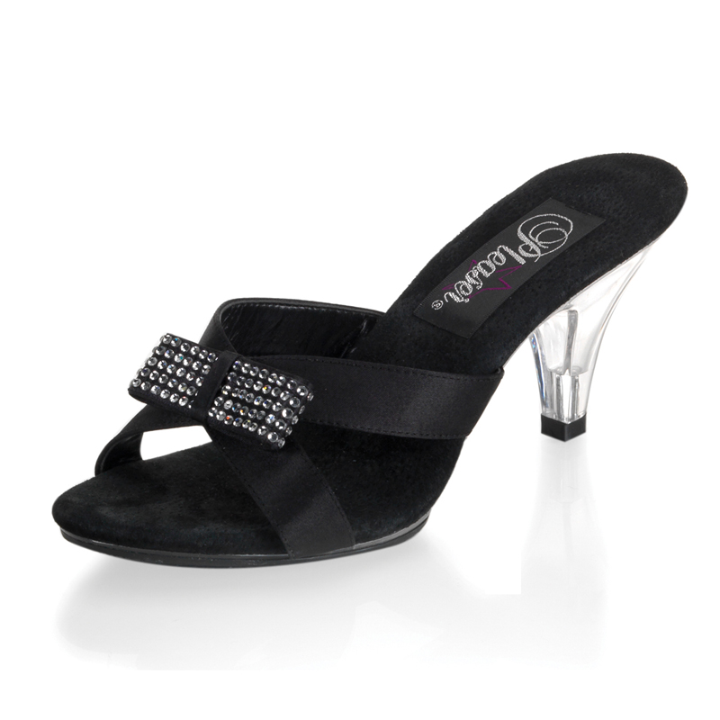 **Belle-304, 3" Stiletto Heel Mini-Platform Slide W/RS Bow