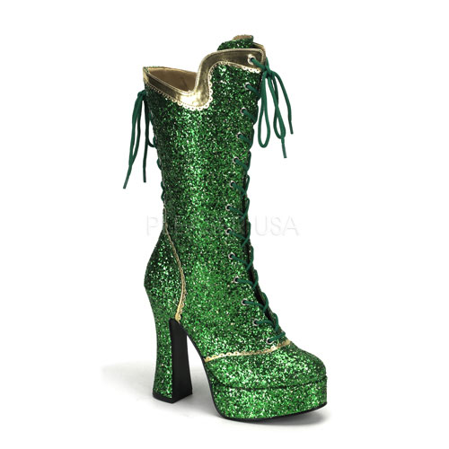 COURTESS-1025G, 5" Bloack Heel Platform Lace Up Calf Boot