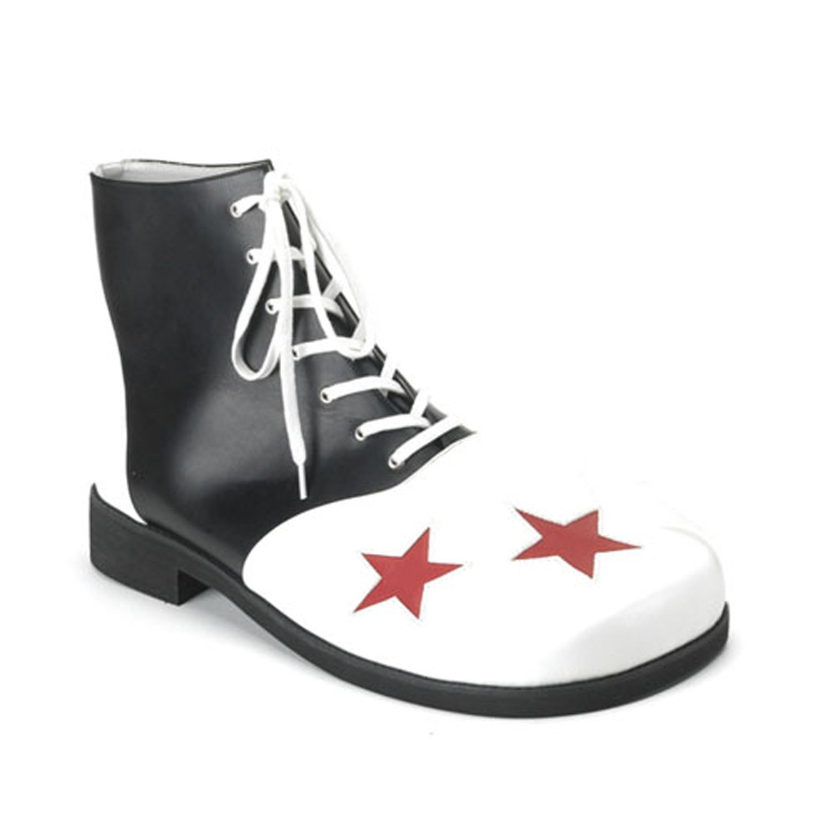 Click Here to View CLOWN-02, Blk-Wht Pu W/Red Stars Clown Shoe
