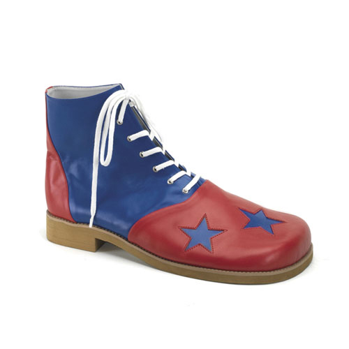 CLOWN-02, Blue-Red Pu W/Blue Stars Clown Shoe