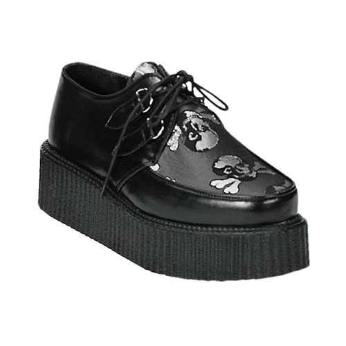 *CREEPER-407, 2" P/F Blk PuSkull Creeper Shoe