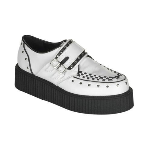 *CREEPER-410,2" P/F W/B Le Studded Buckle Strap Creeper Shoe