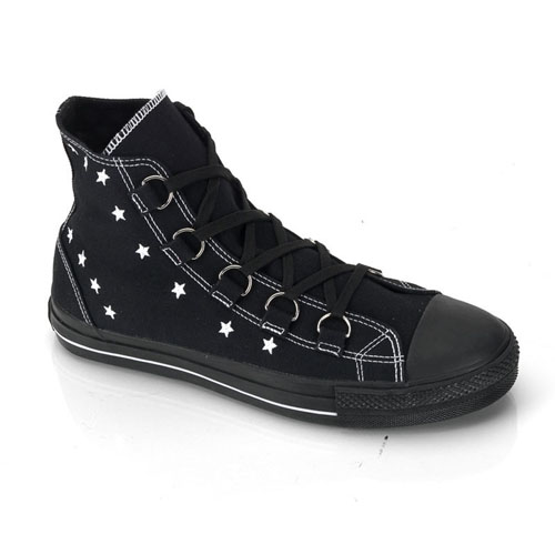 DEMONIA - DEVIANT-105, Canvas D-Ring Lace-Up High Top Sneaker