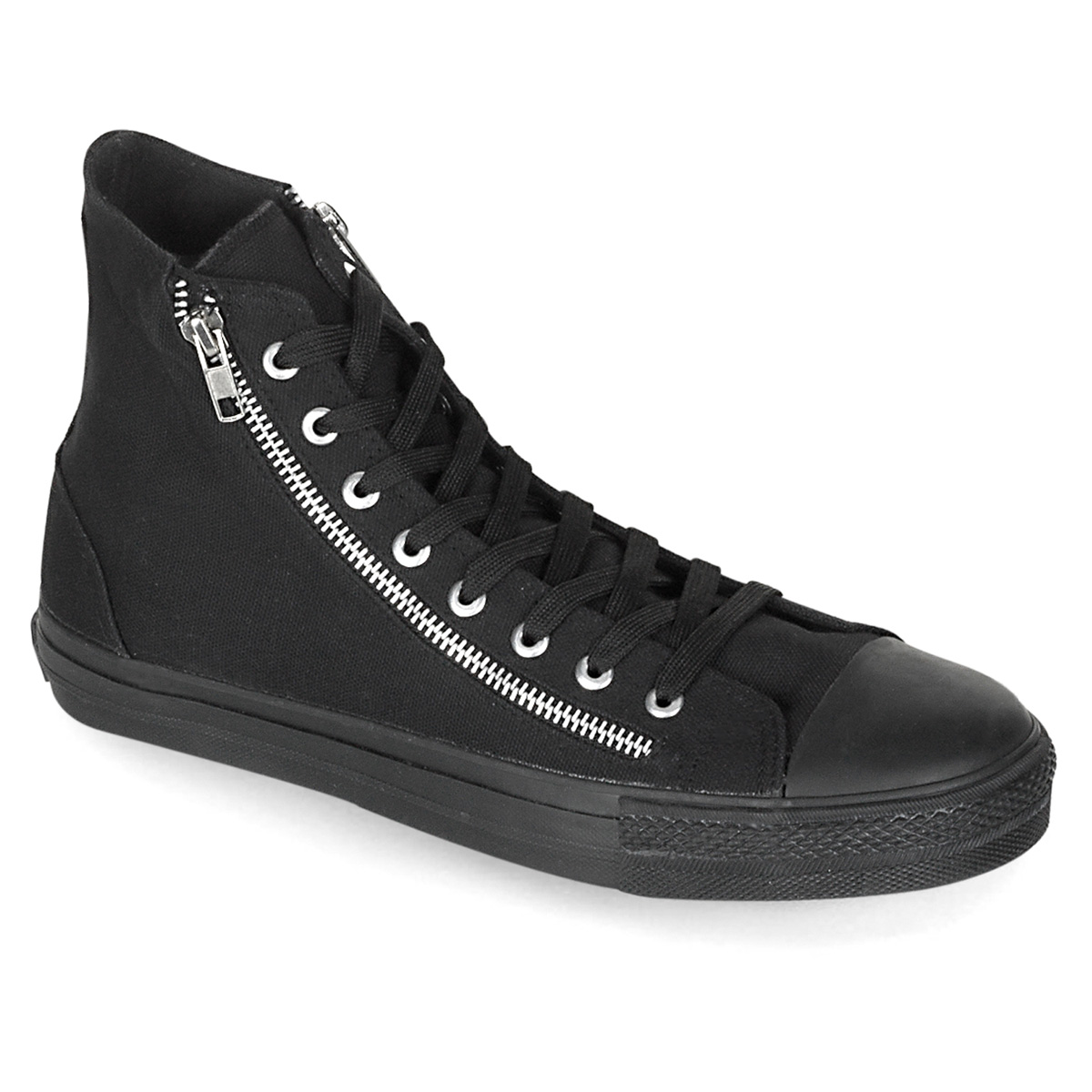 DEMONIA - DEVIANT-106, Canvas 2 ZIPPER High Top Sneaker