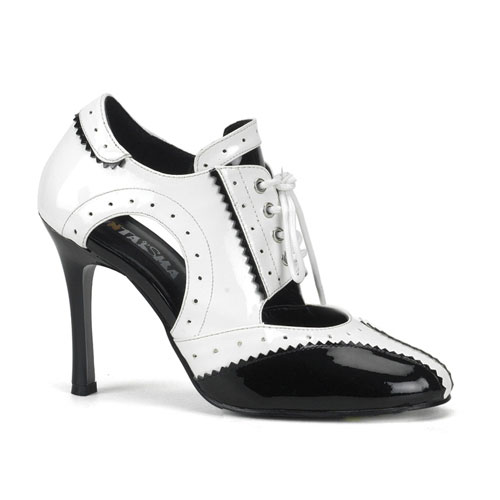 Click Here to View DEFIANT-08, Blk/Wht Pat Gangster Shoe, 3/4