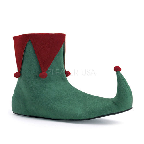 ELF-15, Men's Green-Red Microfiber Christmas Shoe