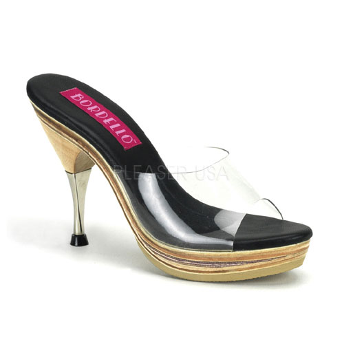 GENIE-100, 4 1/2" Metal Tipped Stiletto Heel Wood PF Slide