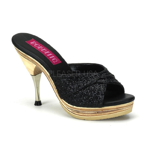 GENIE-101G, 4 1/2" Metal Tipped Stiletto Heel Wood PF Slide