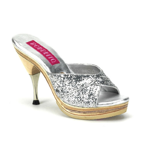 GENIE-101G, 4 1/2" Metal Tipped Stiletto Heel Wood PF Slide
