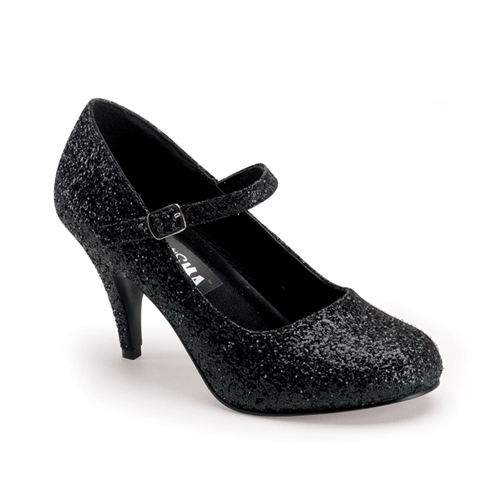 *GLINDA-50G, Blk Glitter Mary Jane Shoe, 3"
