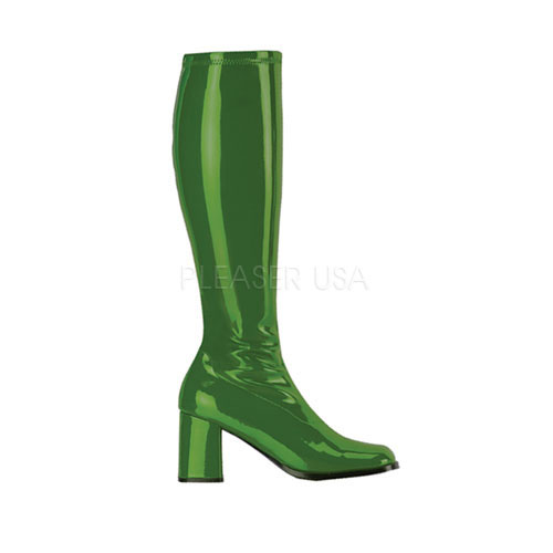 GOGO-300, 3" Forest Green Str Pat Gogo Boots, 3"