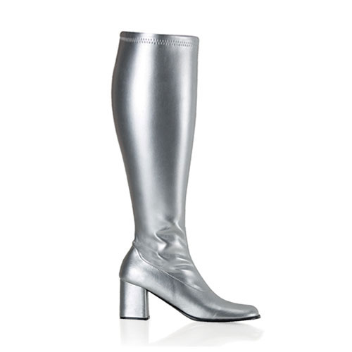 Click Here to View GOGO-300X, Silver Stretch Pu Wide Width Gogo Boot, 3