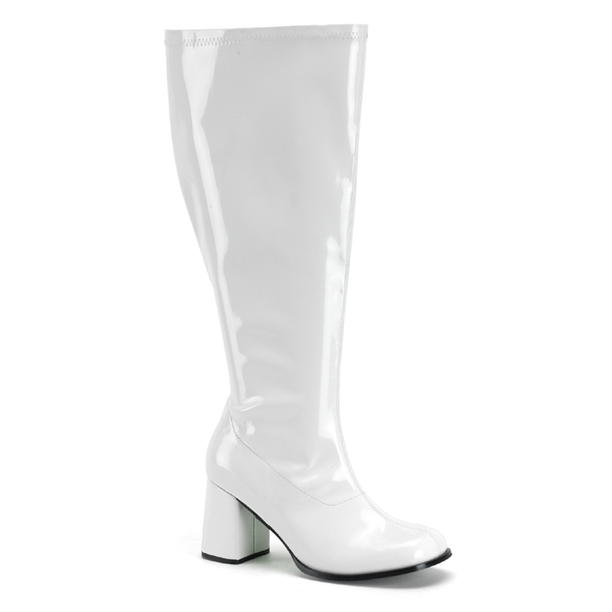 Click Here to View GOGO-300X, White Stretch Pat Wide Width Gogo Boot, 3