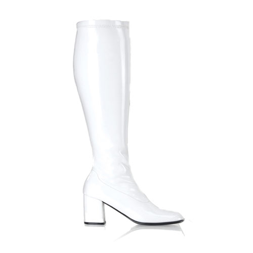 Click Here to View GOGO-300X, White Stretch Pu Wide Width Gogo Boot, 3