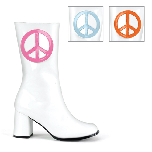 *GOGO-60, Wht Pat Boot WInterchangeable Velcro Patches, 3"