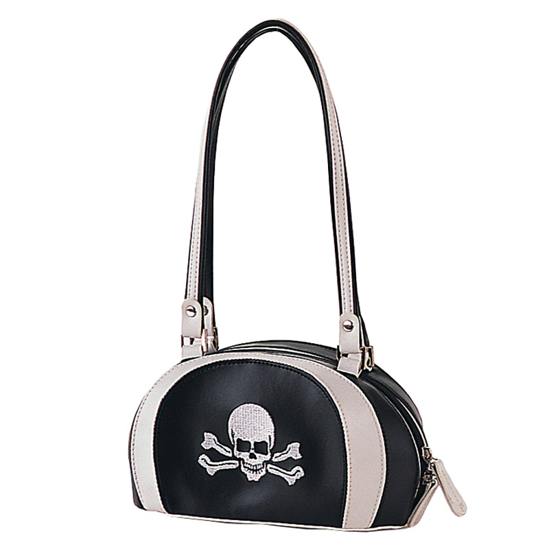 HB-020-3, Blk PU Shoulder Purse/Skull