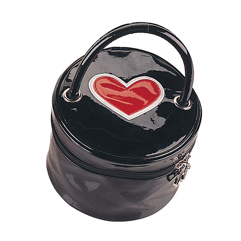 *HB-063-2, BLK PAT W/RED HEART BAG