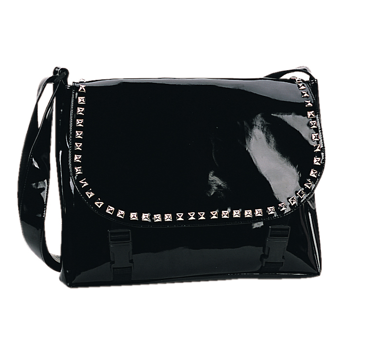 *HB-210-1, BLK PAT W/PYRAMID STUDS