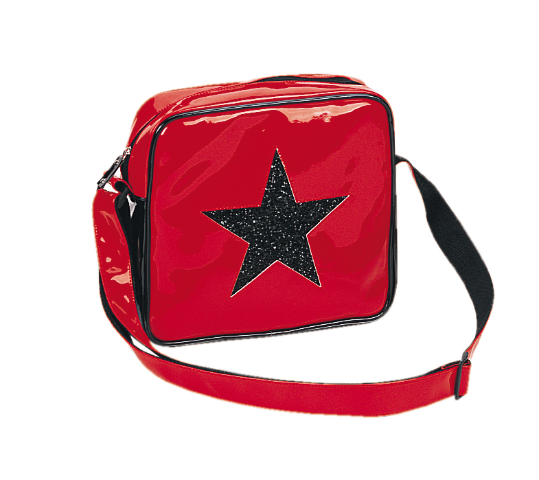 *HB-212-3 , RED PAT  W/BLK  GLITTER STAR