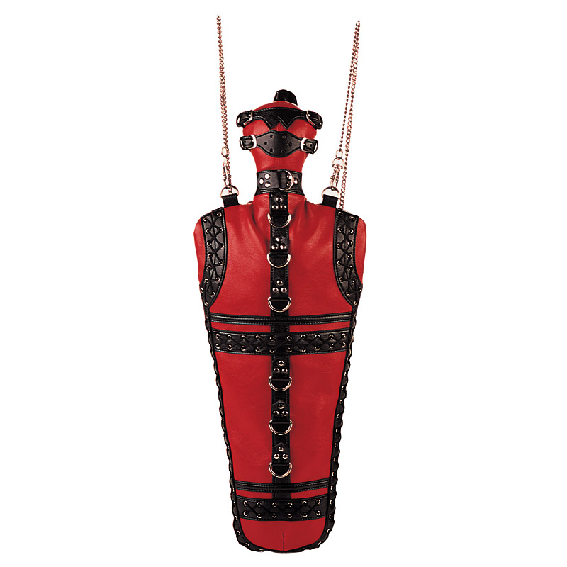 *HB-219-2, RED/BLK PU FETISH BODY BAG