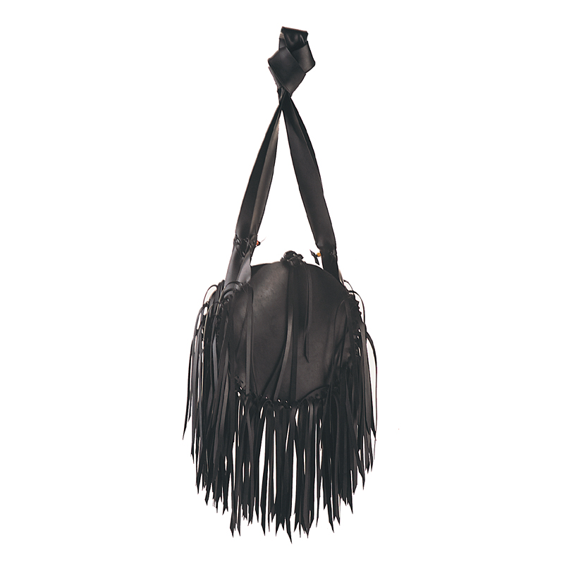 *HB-301-1,Circle Shaped Shoulder Bag W/Rubber Strip Detailin