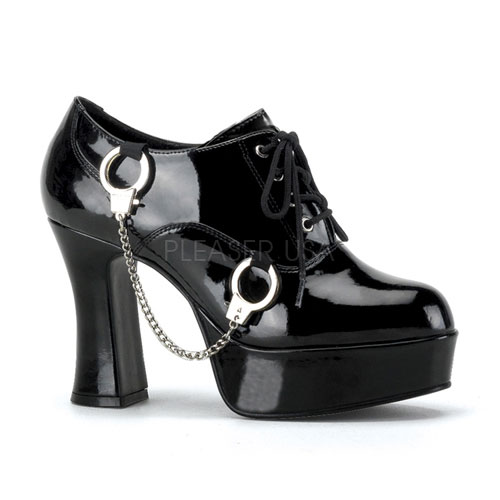 Click Here to View HOTTIE-01, Blk Pat Hand Cuff Police Platform Shoe, 4