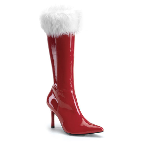 Click Here to View JOLLY-127, Red Pat/Faux Fur Christmas Boot, 3 3/4
