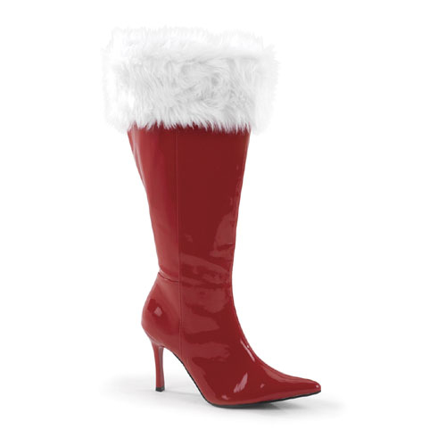 **JOLLY-127X, Red Pat/Faux Fur Wide Width Boot, 3 3/4"