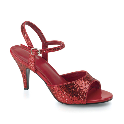 *KANSAS-35G, Red Glitter Sandal, 3"