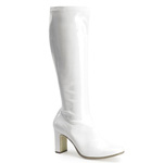 KIKI-350, Wht Str Pat Gogo Boot, 3 qtr inch
