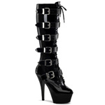 KISS-2049 5003 , 6 inch Stiletto Heel Lace-Up PF Knee BT w-Bckl