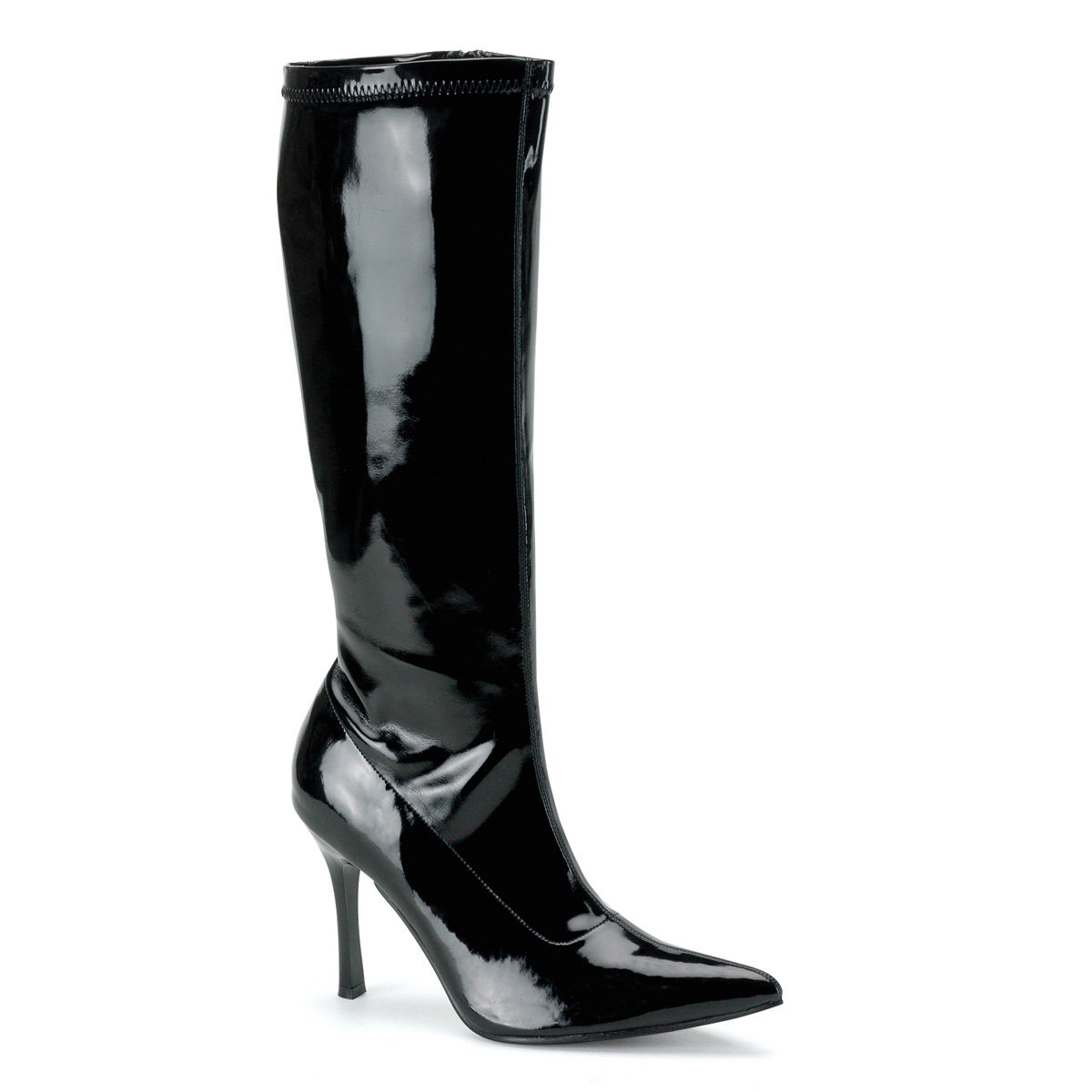 Click Here to View LUST-2000, Blk Str Pat Knee Boot, 3 3/4