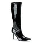 LUST-2000, Blk Str Pat Knee Boot, 3 3qtr inch