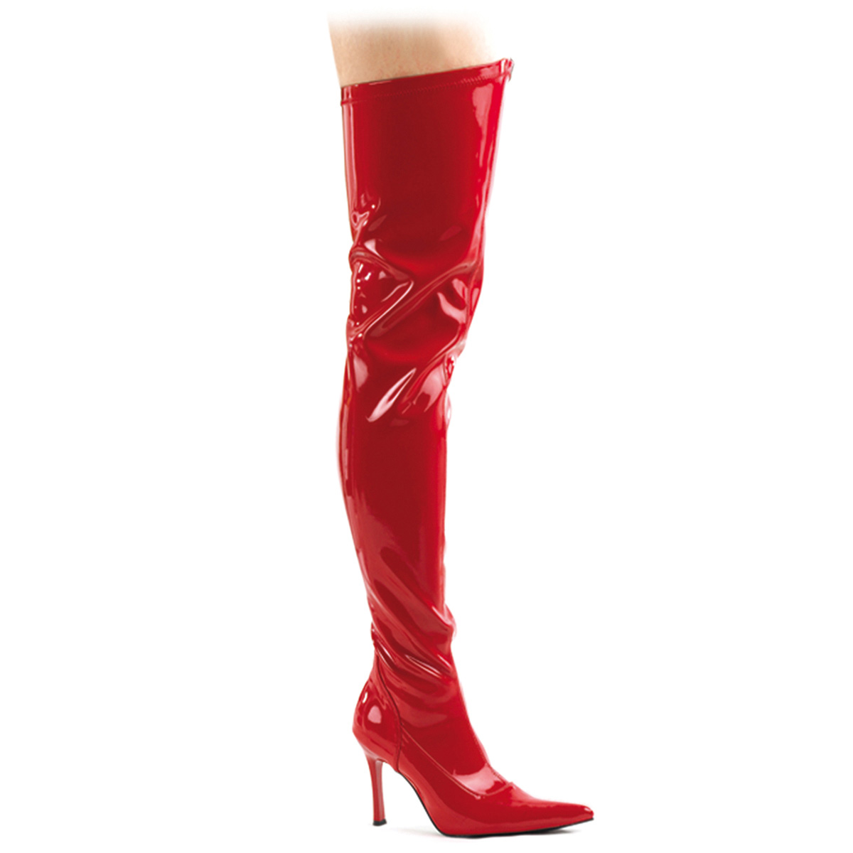 Click Here to View LUST-3000, Red Str Pat Thigh Boot, 3 3/4