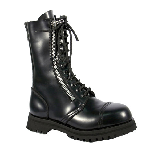 Click Here to View MACHINIST-I, 12 Eyelets 3 Steel Zipper S/T Blk Le Calf Boot