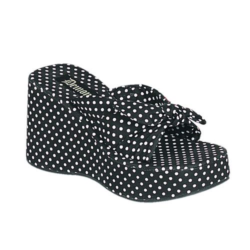 *MINNIE-06, 3 3/4" Dots P/F Blk/Wht Dots Sandal