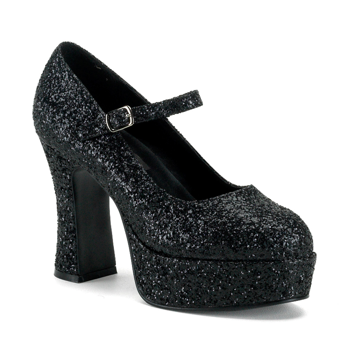 Click Here to View MARYJANE-50G, Blk Glitter Mary Jane Platform Shoe, 4