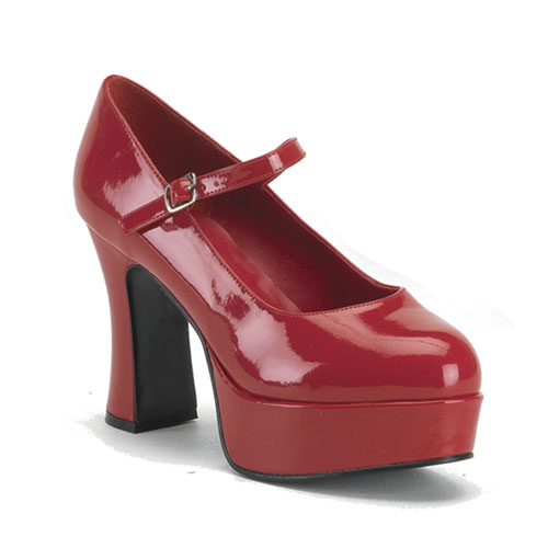 Click Here to View MARYJANE-50X, Red Pat Wide Width Mary Jane Platform Shoe, 4