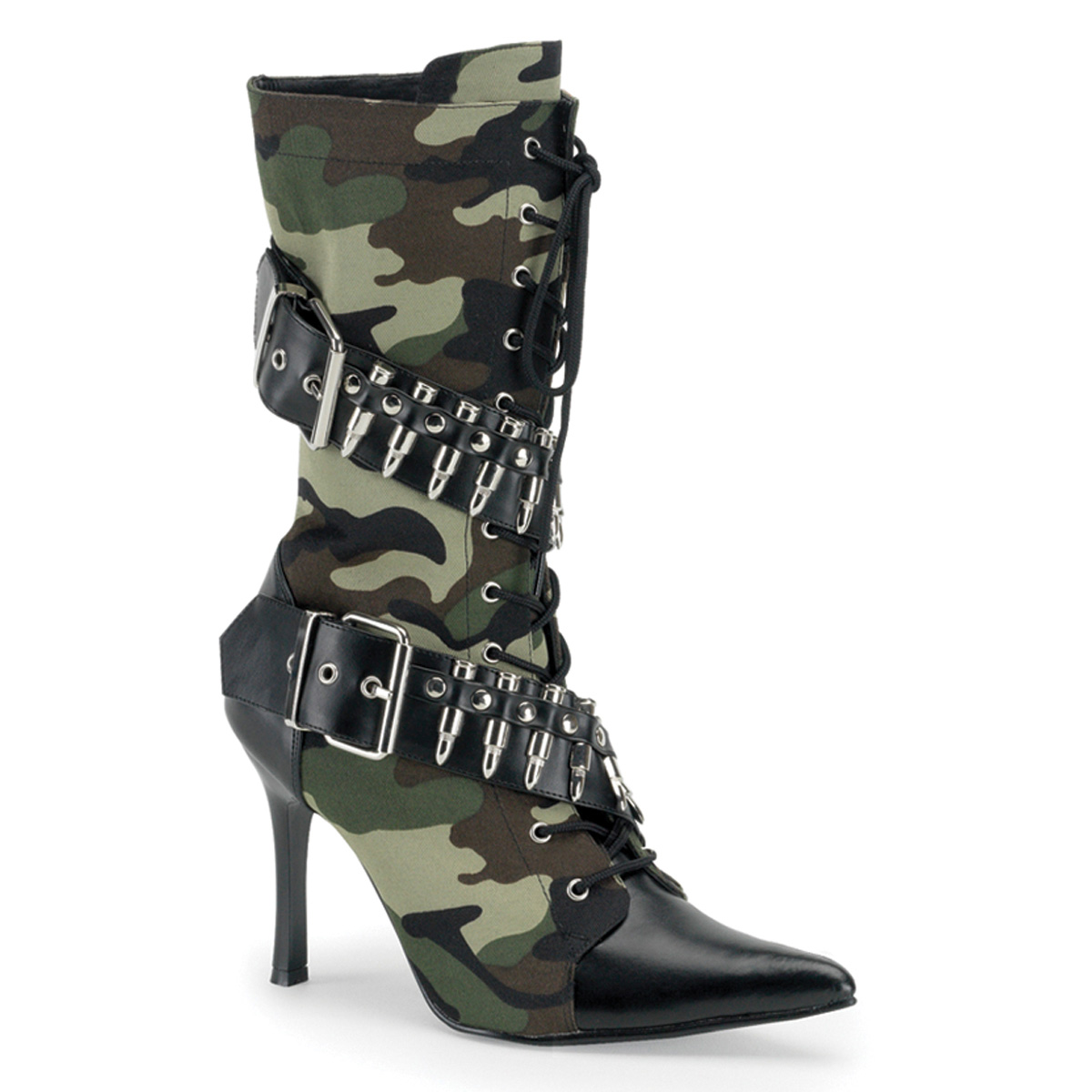 Click Here to View MILITANT-128, Green Camoflage Bullet Military Boot, 3 3/4