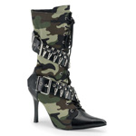 MILITANT-128, Green Camoflage Bullet Military Boot, 3 3qtr inch