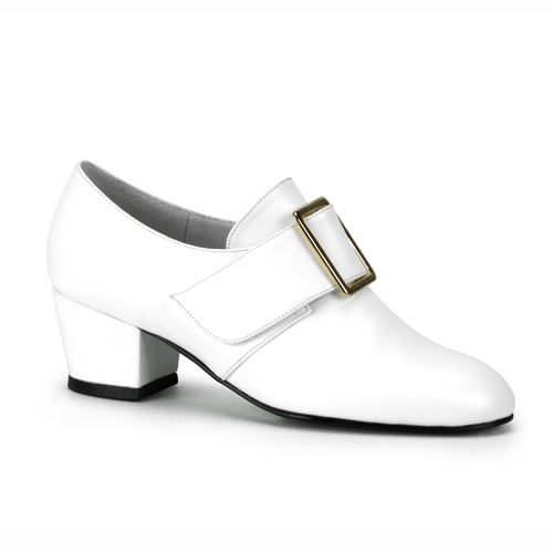 Click Here to View PILGRIM-14, Wht Pu Women's Pilgrim Shoe W/Gold Buckle, 2