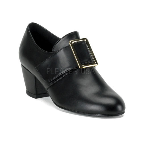 Click Here to View PILGRIM-14, Blk Pu Women's Pilgrim Shoe W/Gold Buckle, 2