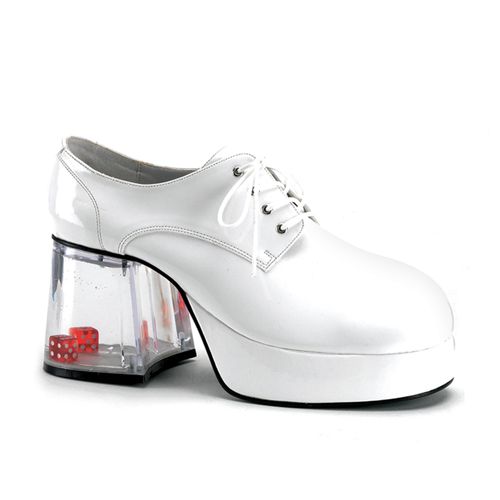 **PIMP-01, Wht Pat Men's Platform W/Floating Dice, 3 1/2"