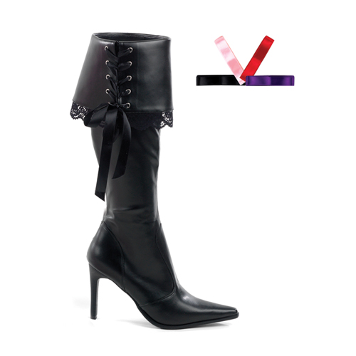 FUNTASMA - PLUNDER-110, Blk Str Pu Pirate Boot , 3 3/4"