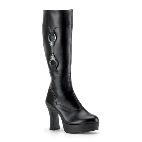 FUNTASMA - POLICE-203, Blk Pu Hand Cuff Platform Police Boot, 4"