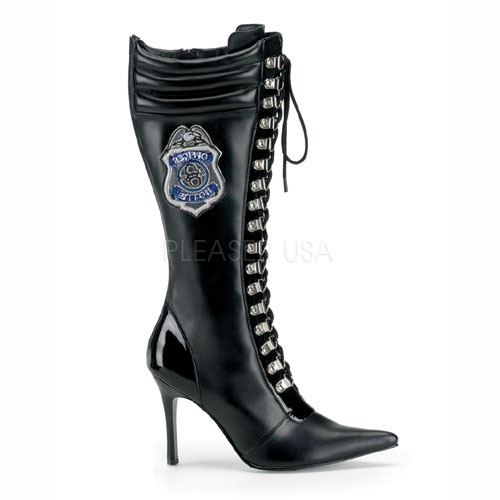 Click Here to View POLICE-205, Blk Pu-Pat W/Detachable Clip Badge, 3 3/4