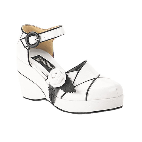 *POPPY-10, 3 1/4" Detachable Rosebud Wht Pu Wedge